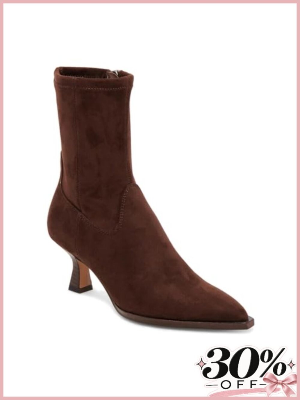 Pointy Toe Kitten Heel Ankle Boots Side Zipper PU Leather Booties